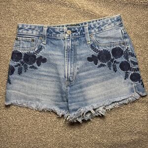 Abercrombie & Fitch Annie High-rise Floral Embroidery Denim Short Size 27/4